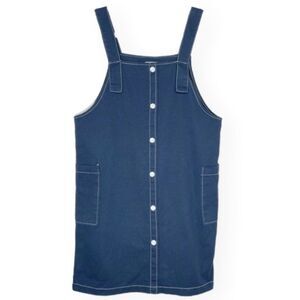 Oak + Fort navy overall button cotton dress